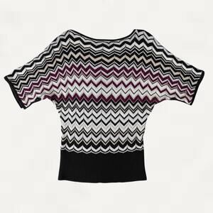 White House Black Market Chevron Knit Top Dolman Sleeve Sweater S